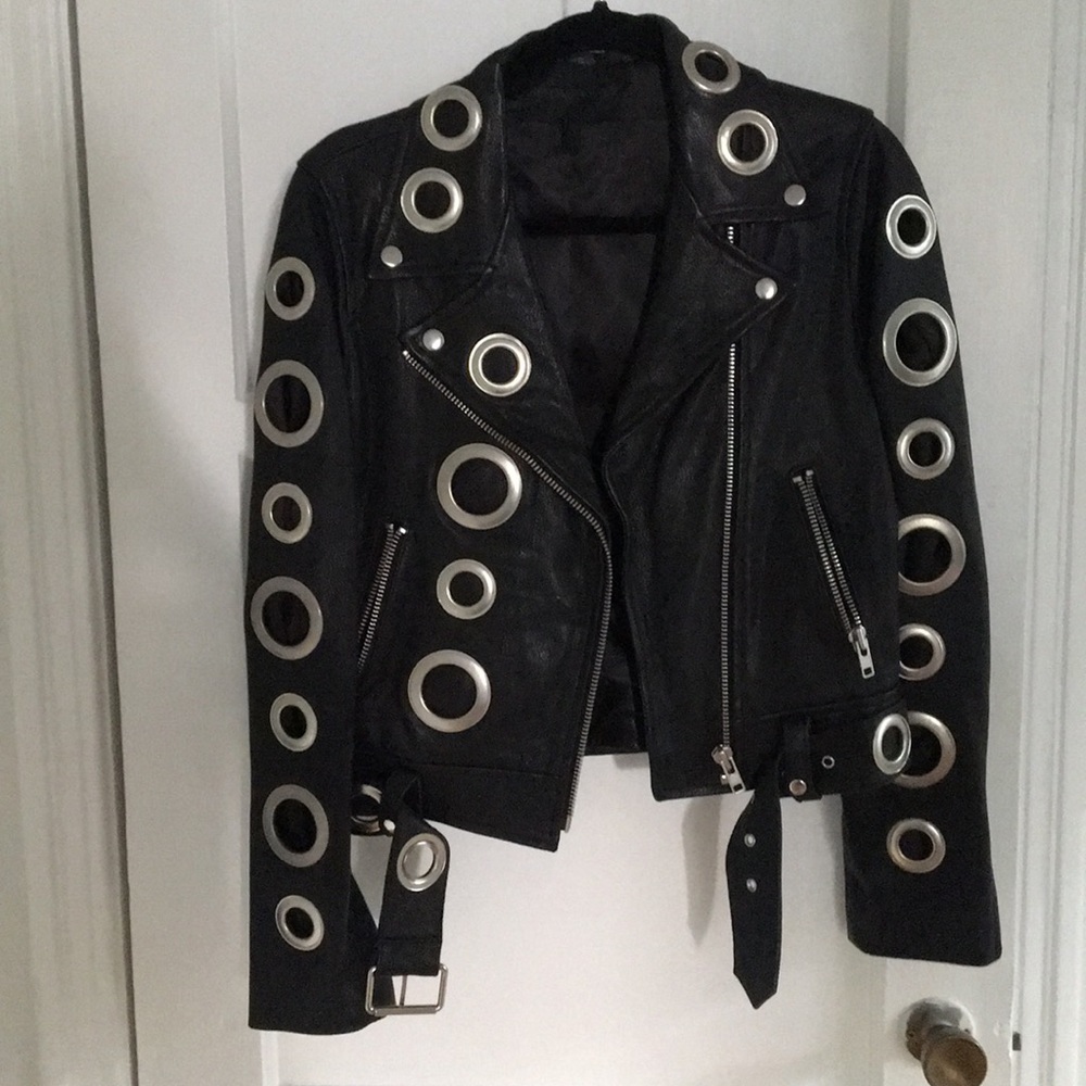 Grommet Leather Jacket